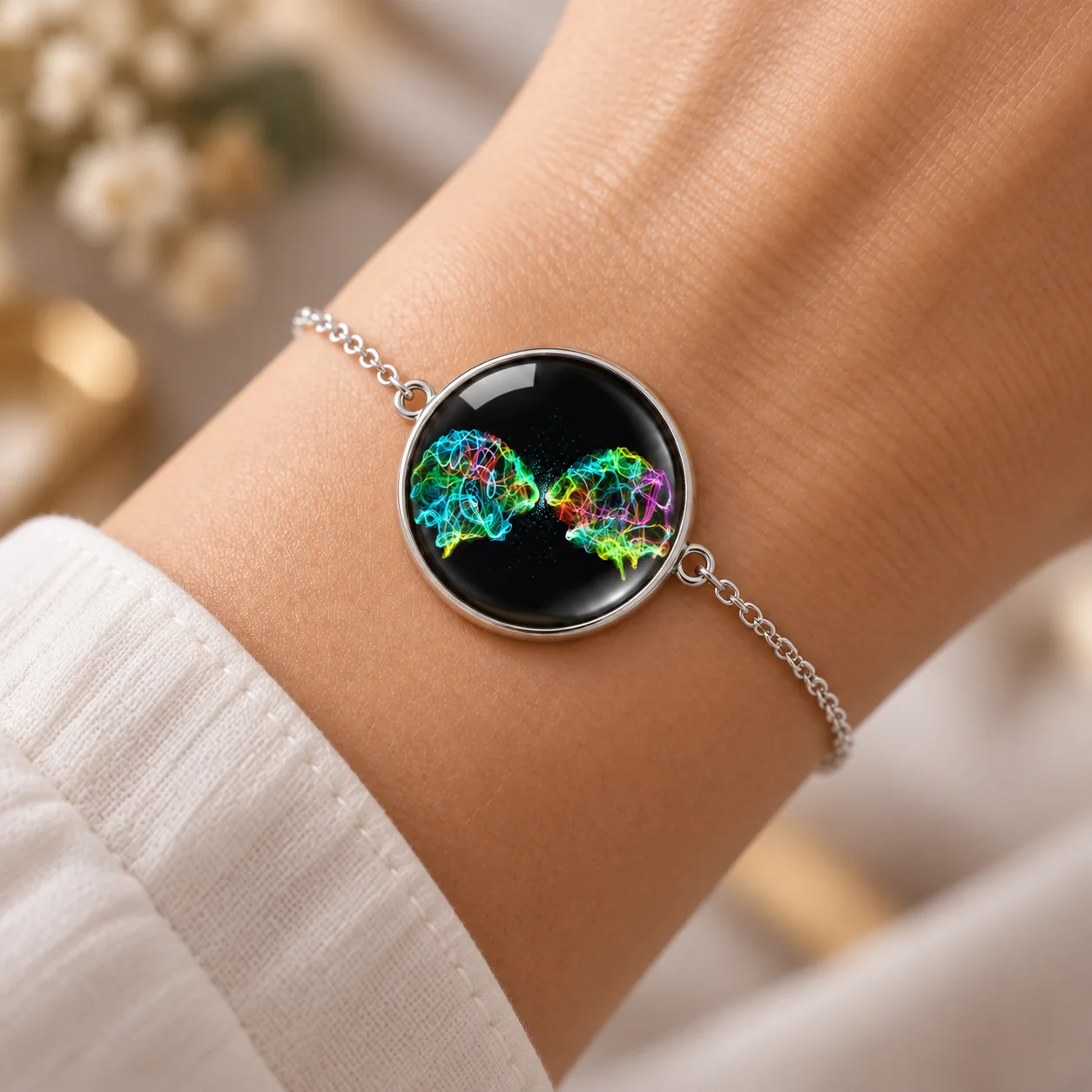Visualisation du bracelet duo en verre et acier inoxydable